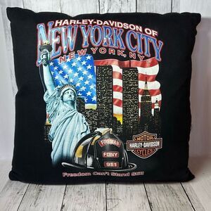 Harley Davidson Motorcycles Spell Out Throw Pillow 15"x17" New York